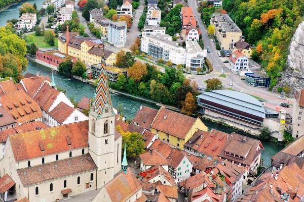 Vista aerea della regione di Baden ed Ennetbaden – area della rete FTTH in fibra ottica di Baden4net